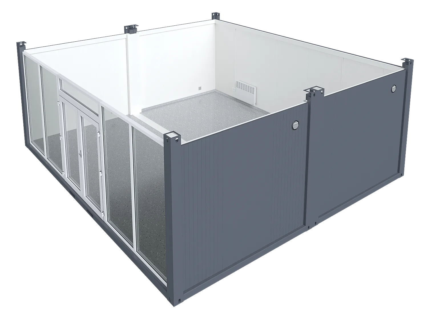 Double space, 1 glass wall